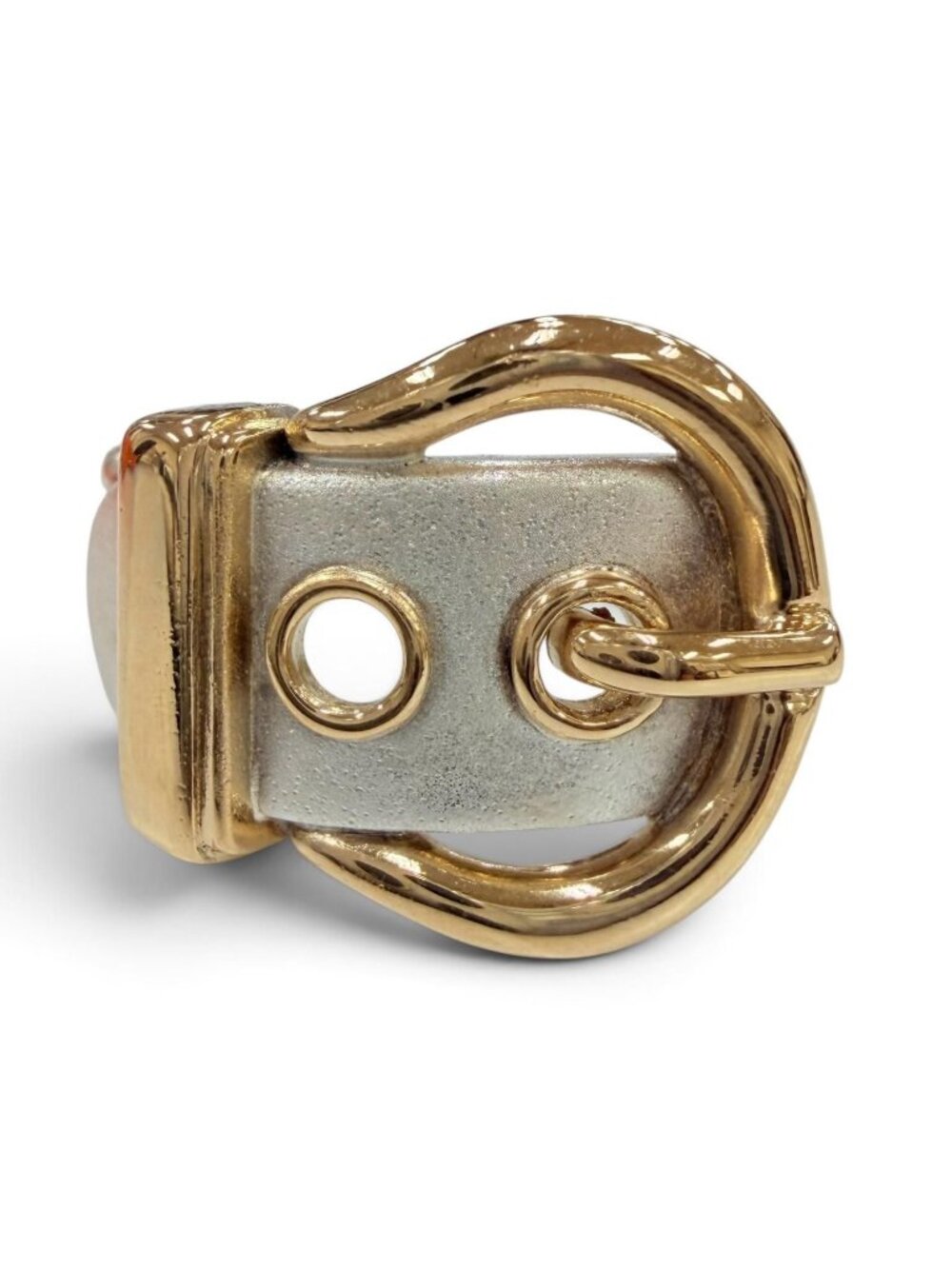 Hermes Boucles Sellier Ring Silver Yellow Gold JP